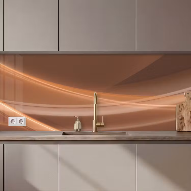 Schienale cucina - Onde - Astratto - Marrone — 1