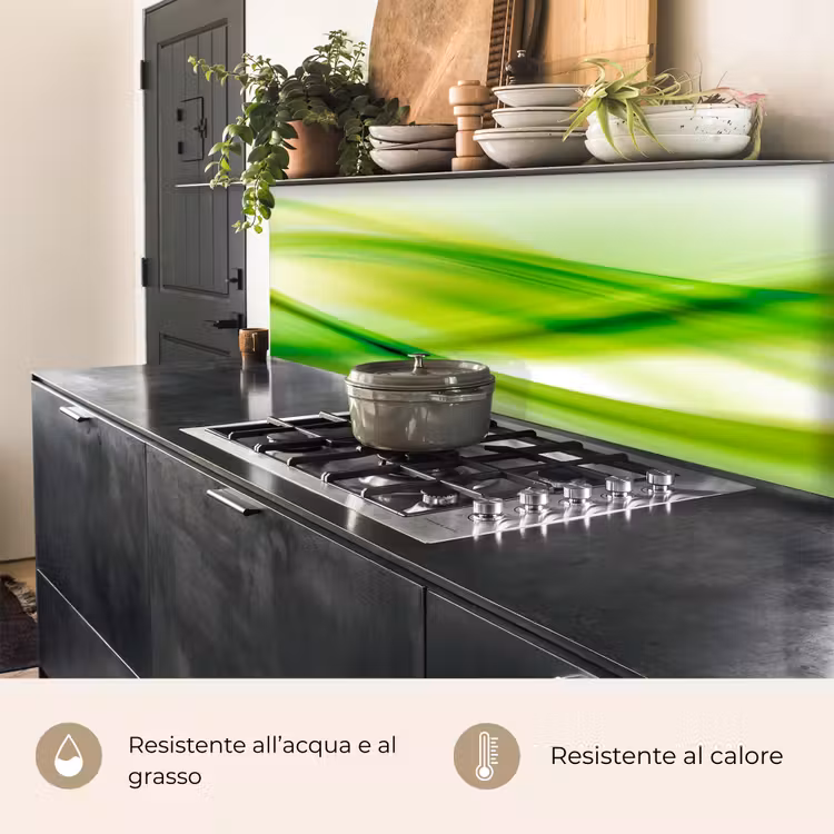 Schienale cucina - Onde - Astratto - Verde — 5