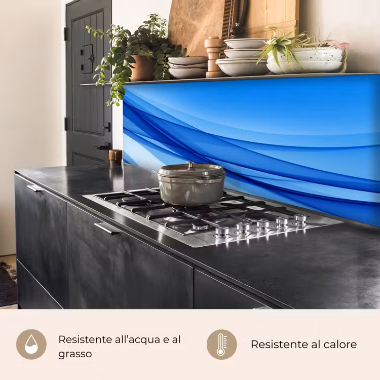 Schienale cucina - Onde - Luminoso - Blu — 5