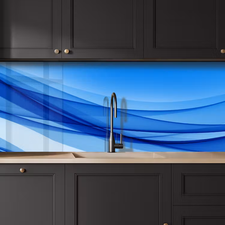 Schienale cucina - Onde - Luminoso - Blu — 6