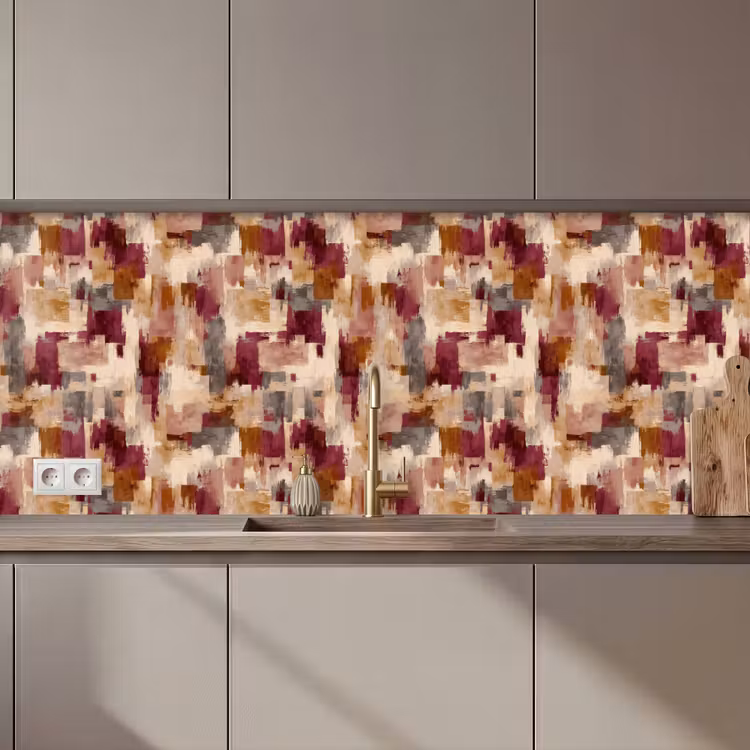 Schienale cucina - Pennellate - Sinfonia d'autunno - Rosso bordeaux — 1