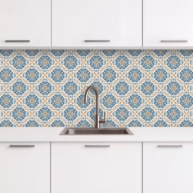 Schienale cucina - Piastrella - Motivo - Blu - Oro — 4