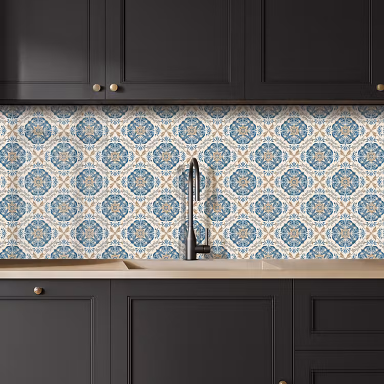 Schienale cucina - Piastrella - Motivo - Blu - Oro — 6