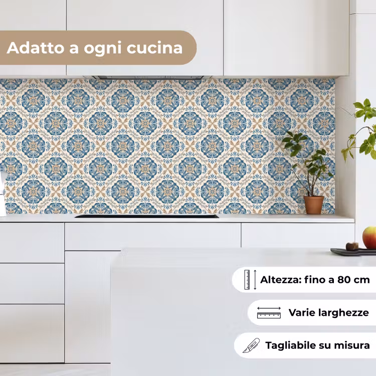 Schienale cucina - Piastrella - Motivo - Blu - Oro — 7
