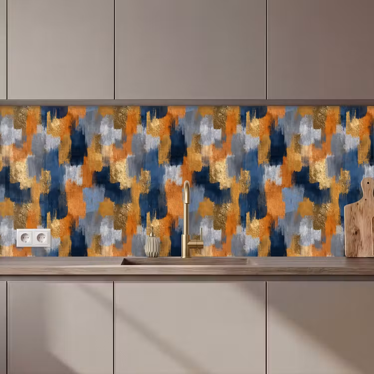 Schienale cucina - Strisce di pennello - Ruvido - Texture - Blu rame — 1