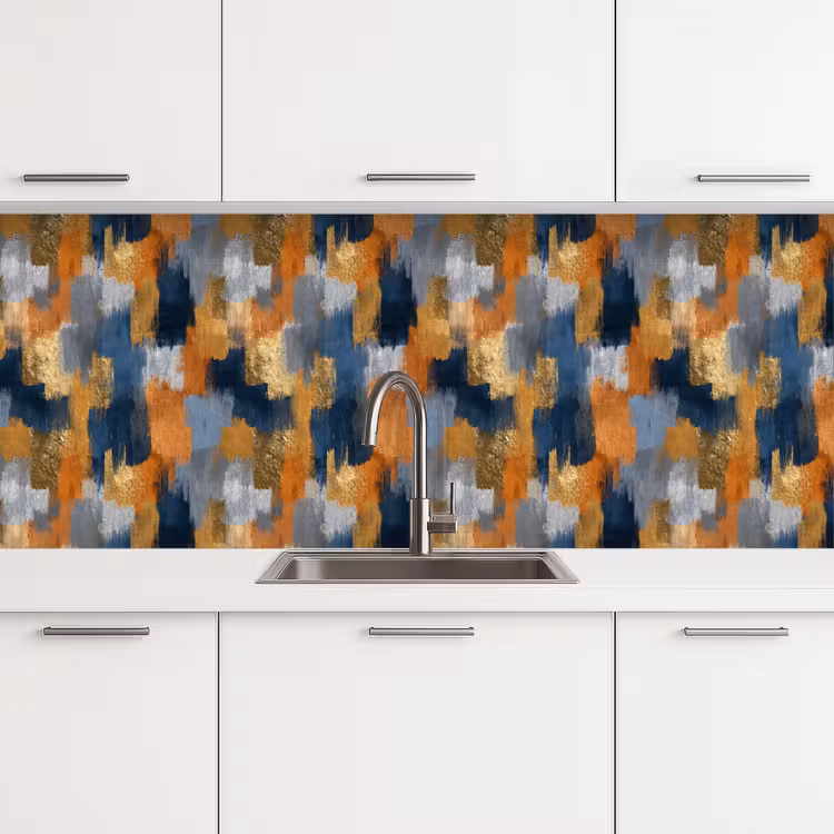 Schienale cucina - Strisce di pennello - Ruvido - Texture - Blu rame — 4