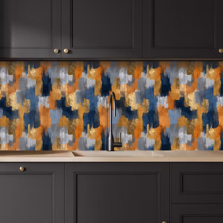 Schienale cucina - Strisce di pennello - Ruvido - Texture - Blu rame — 6