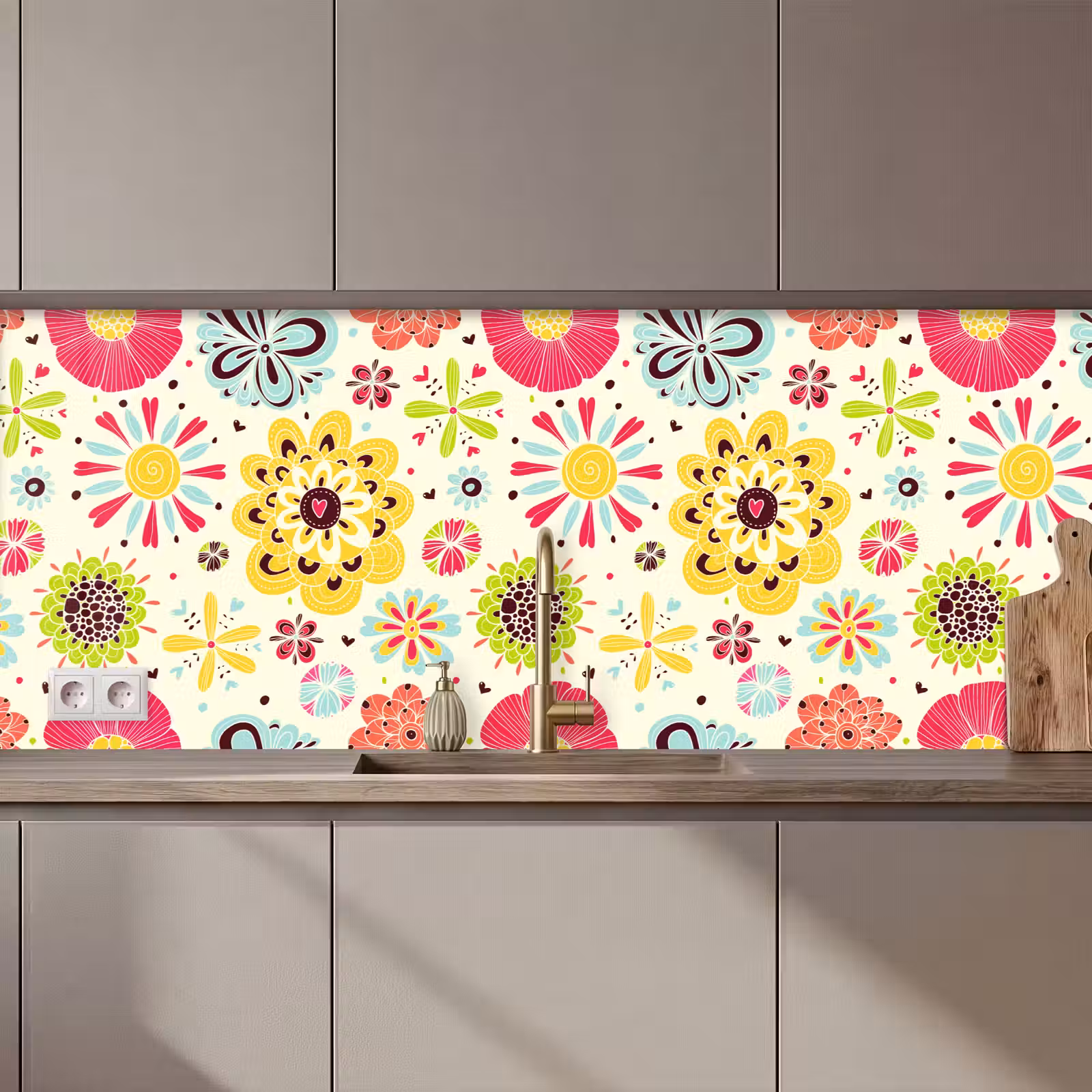 Schienale cucina - Cuore - Fiori - Modelli — 1