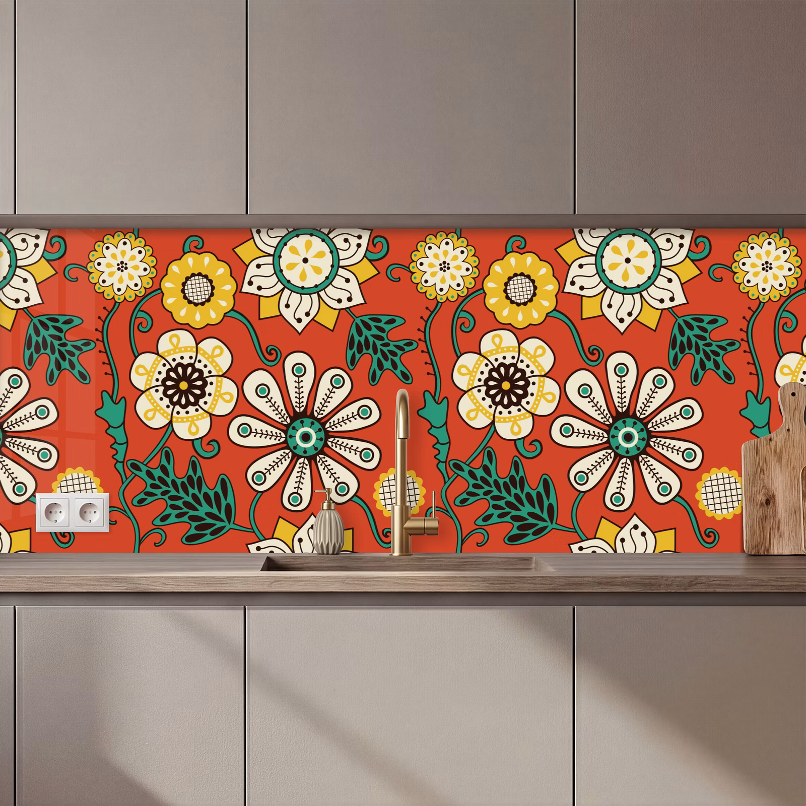 Schienale cucina - Design - Fiori - Hippie - Retro — 1