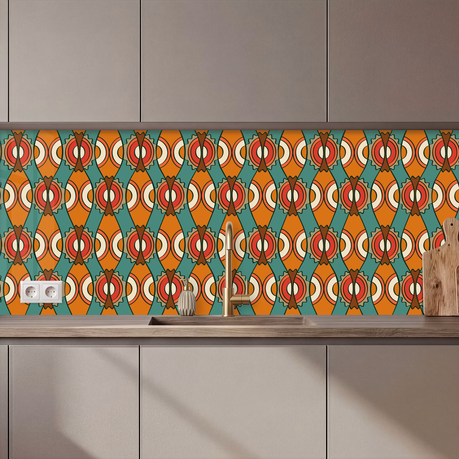 Schienale cucina - Design - Retrò - Arancione - Astratto — 1
