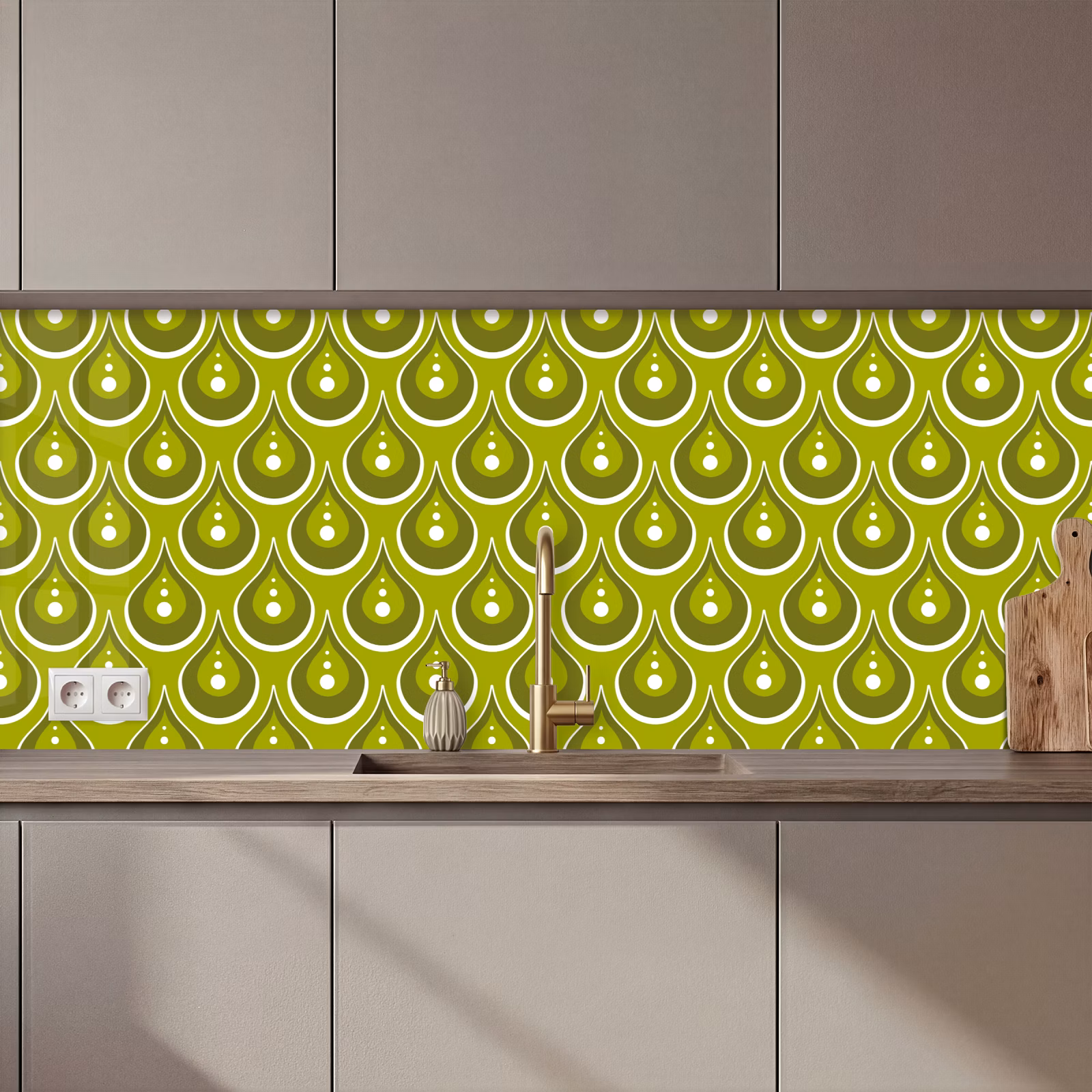 Schienale cucina - Modelli - Retrò - Pioggia - Goccia - Verde — 1