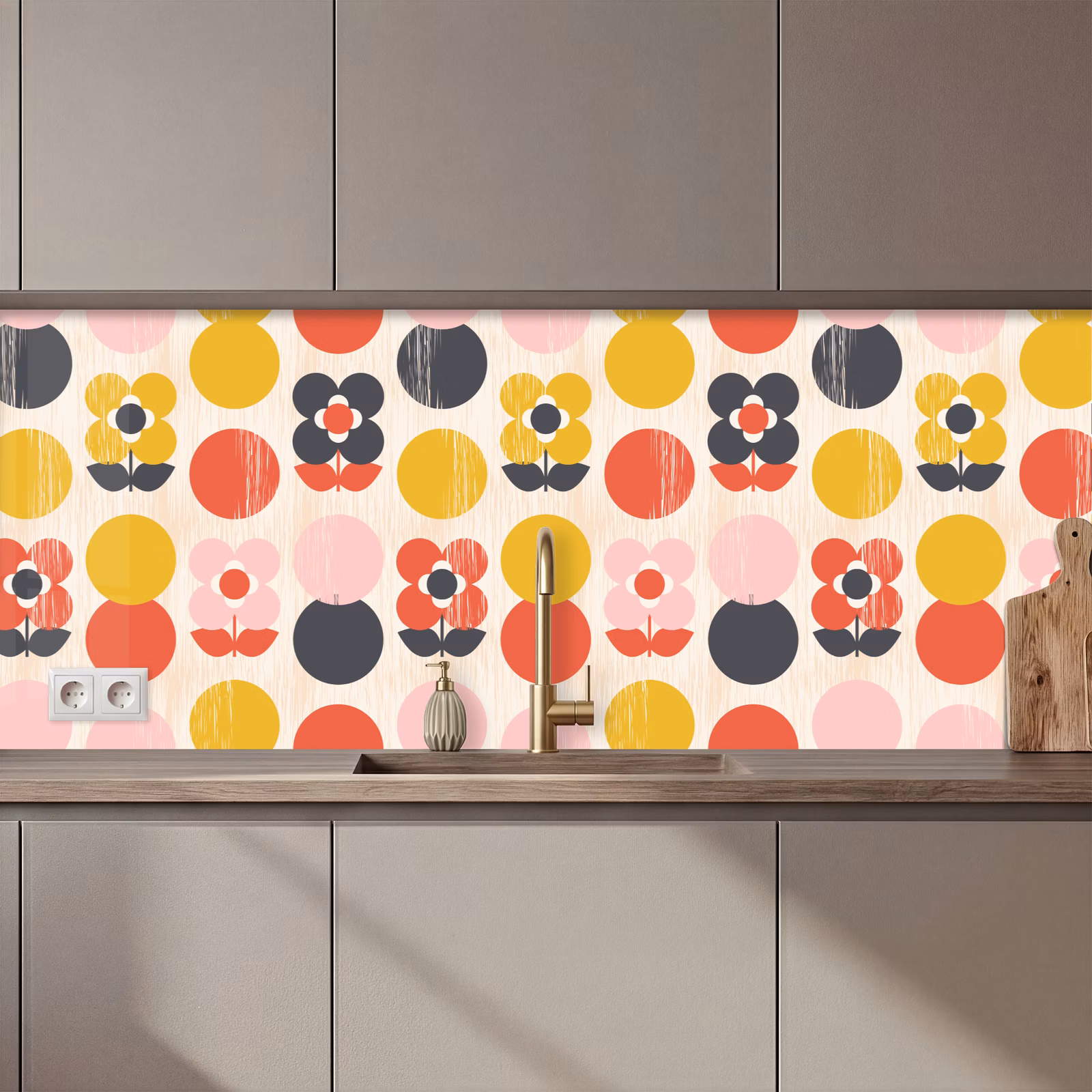 Schienale cucina - Retrò - Design - Fiori - Pastello — 1