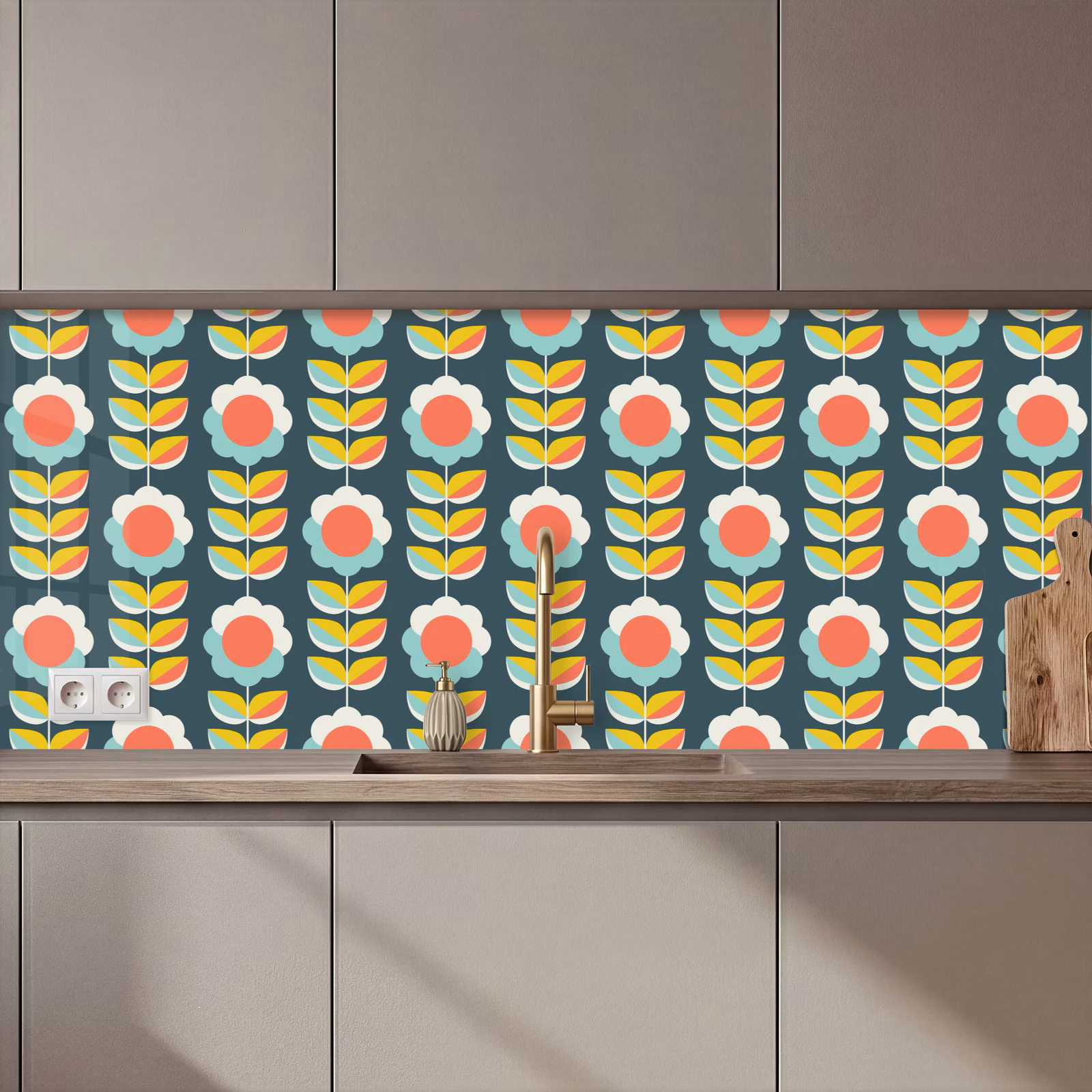Schienale cucina - Retrò - Fiori - Scandinavo — 1