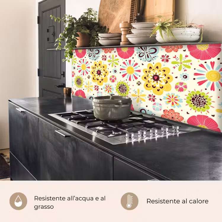 Schienale cucina - Cuore - Fiori - Modelli — 5