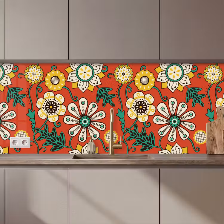 Schienale cucina - Design - Fiori - Hippie - Retro — 1