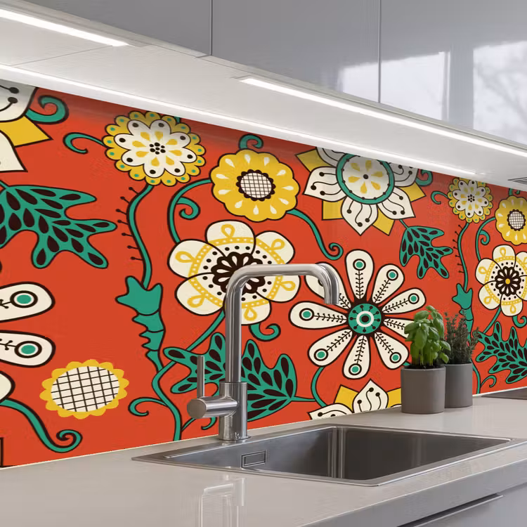 Schienale cucina - Design - Fiori - Hippie - Retro — 2