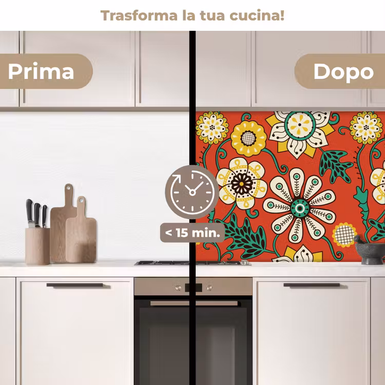 Schienale cucina - Design - Fiori - Hippie - Retro — 3