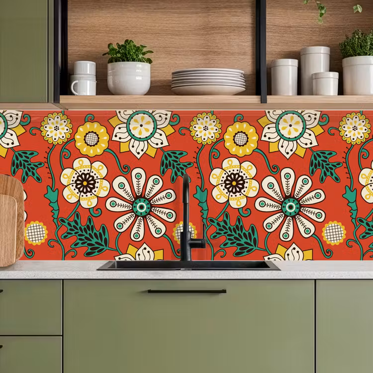 Schienale cucina - Design - Fiori - Hippie - Retro — 8