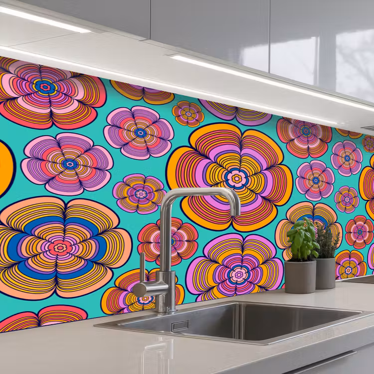 Schienale cucina - Design - Flower Power - Colori — 2