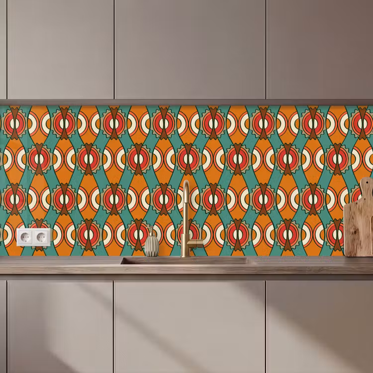 Schienale cucina - Design - Retrò - Arancione - Astratto — 1