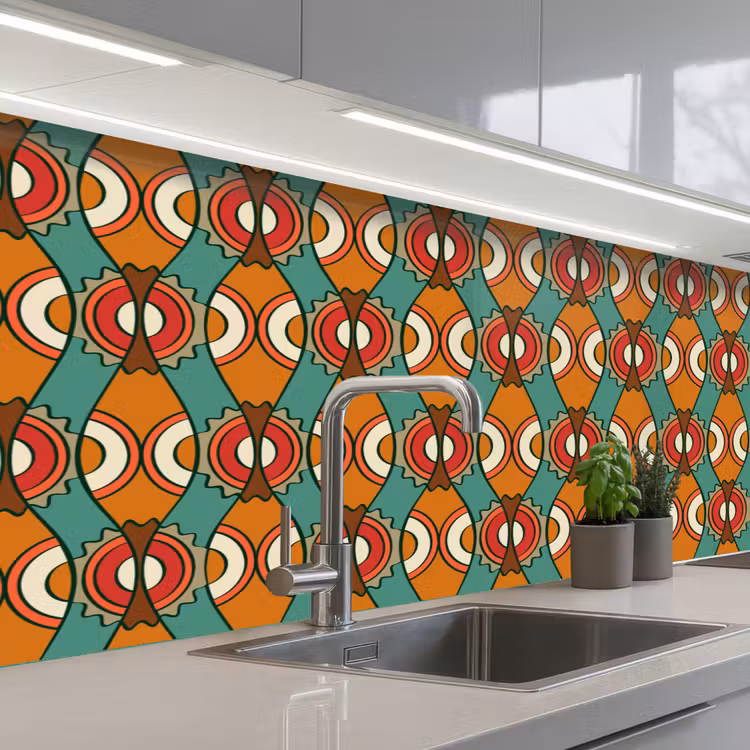 Schienale cucina - Design - Retrò - Arancione - Astratto — 2
