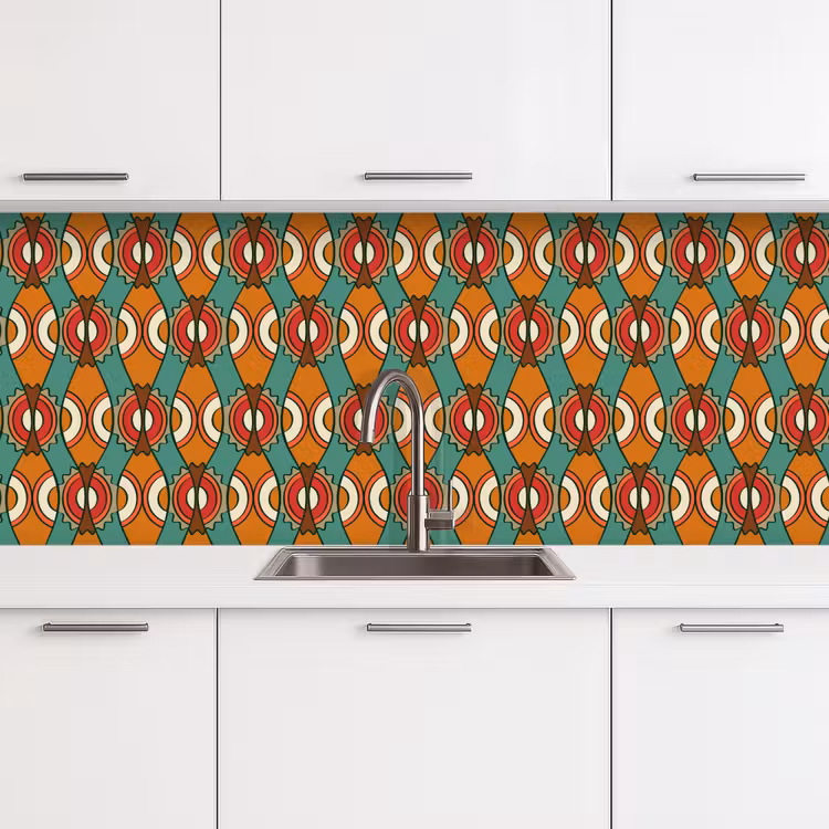 Schienale cucina - Design - Retrò - Arancione - Astratto — 4