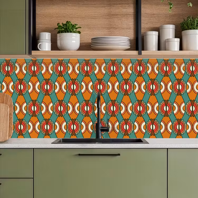 Schienale cucina - Design - Retrò - Arancione - Astratto — 8