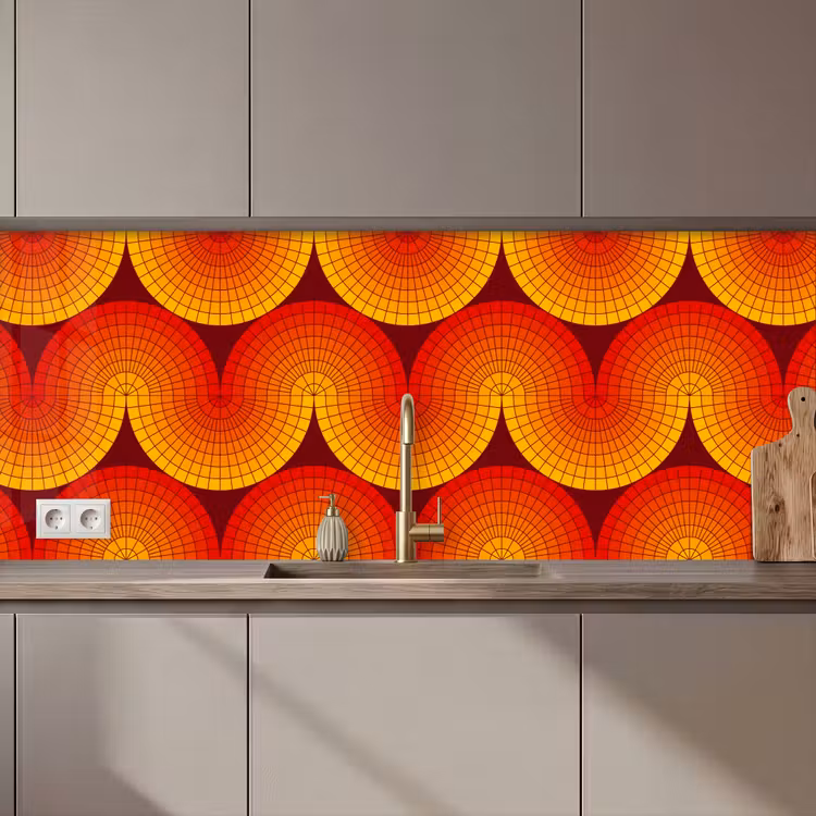 Schienale cucina - Design - Retrò - Rosso - Astratto — 1