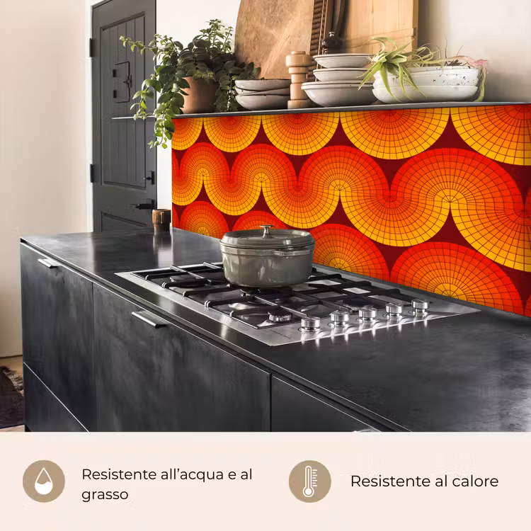 Schienale cucina - Design - Retrò - Rosso - Astratto — 5
