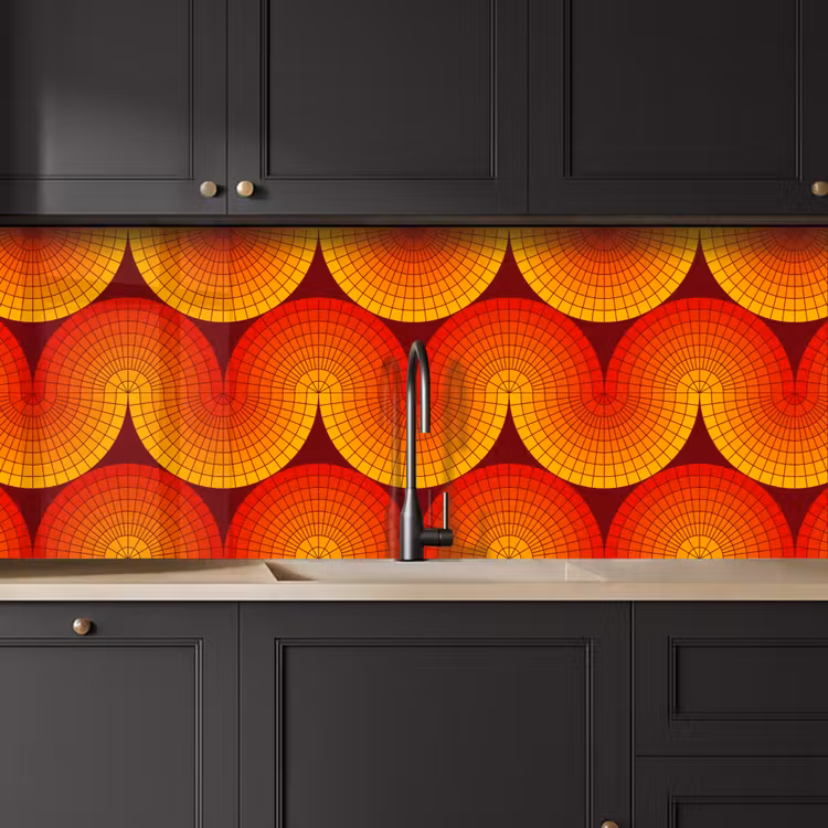 Schienale cucina - Design - Retrò - Rosso - Astratto — 6