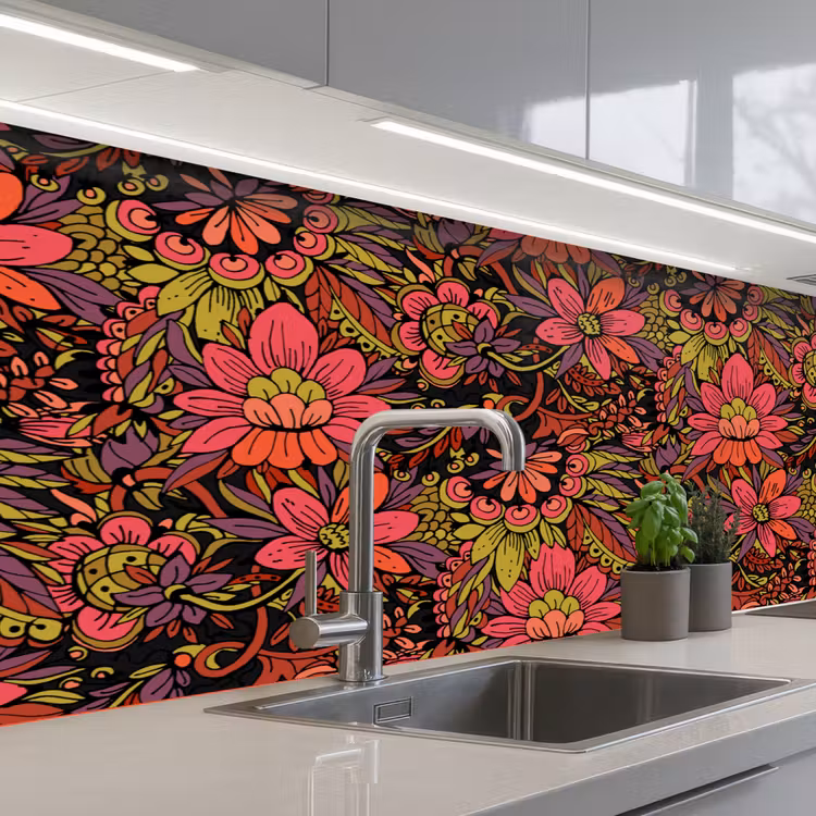 Schienale cucina - Fiori - Foglie - Design — 2