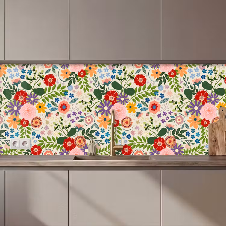 Schienale cucina - Foglie - Fiori - Design — 1