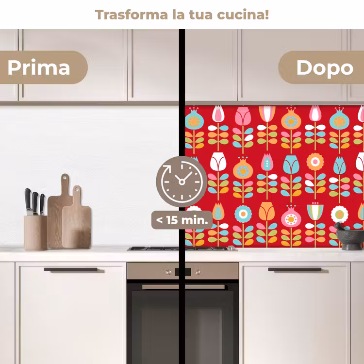 Schienale cucina - Modelli - Fiori - Retrò - Rosso — 3