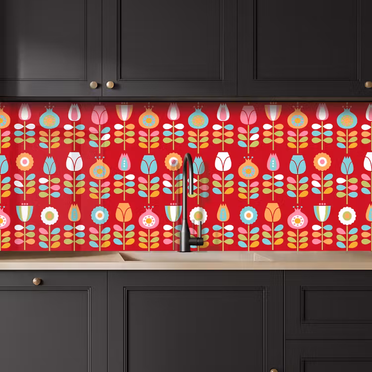 Schienale cucina - Modelli - Fiori - Retrò - Rosso — 6