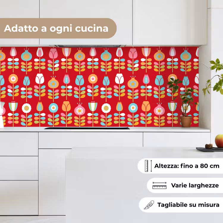 Schienale cucina - Modelli - Fiori - Retrò - Rosso — 7