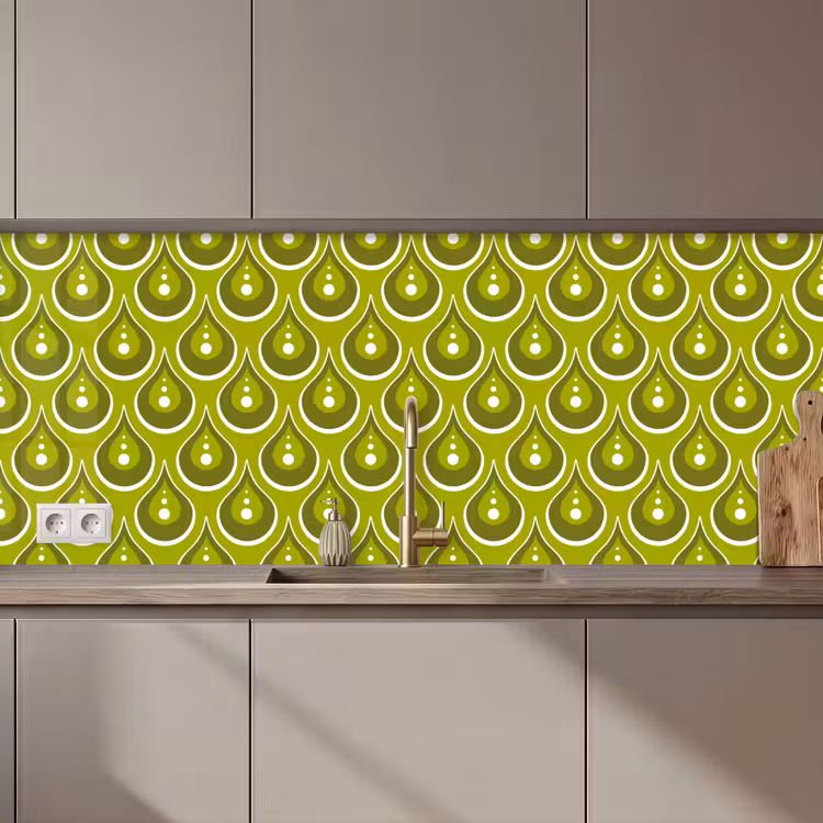 Schienale cucina - Modelli - Retrò - Pioggia - Goccia - Verde — 1