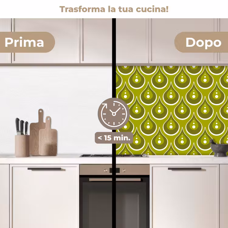 Schienale cucina - Modelli - Retrò - Pioggia - Goccia - Verde — 3