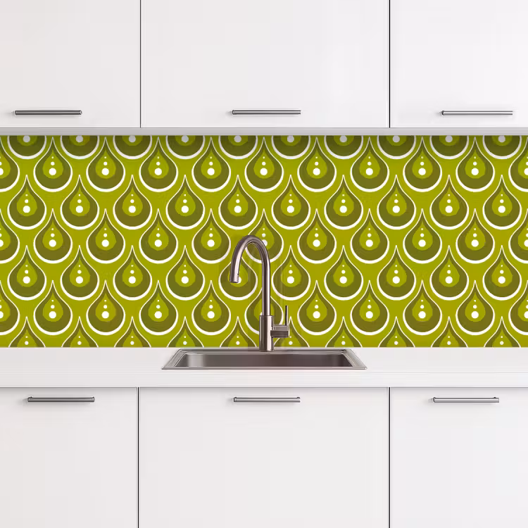 Schienale cucina - Modelli - Retrò - Pioggia - Goccia - Verde — 4