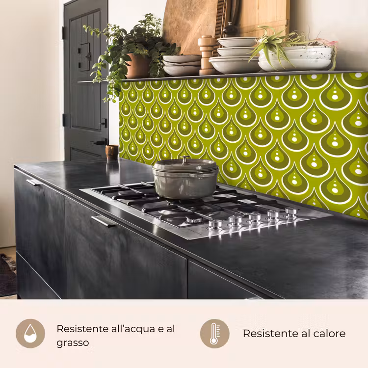 Schienale cucina - Modelli - Retrò - Pioggia - Goccia - Verde — 5
