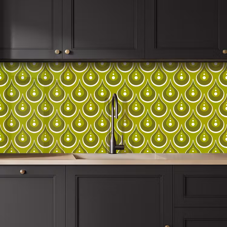 Schienale cucina - Modelli - Retrò - Pioggia - Goccia - Verde — 6