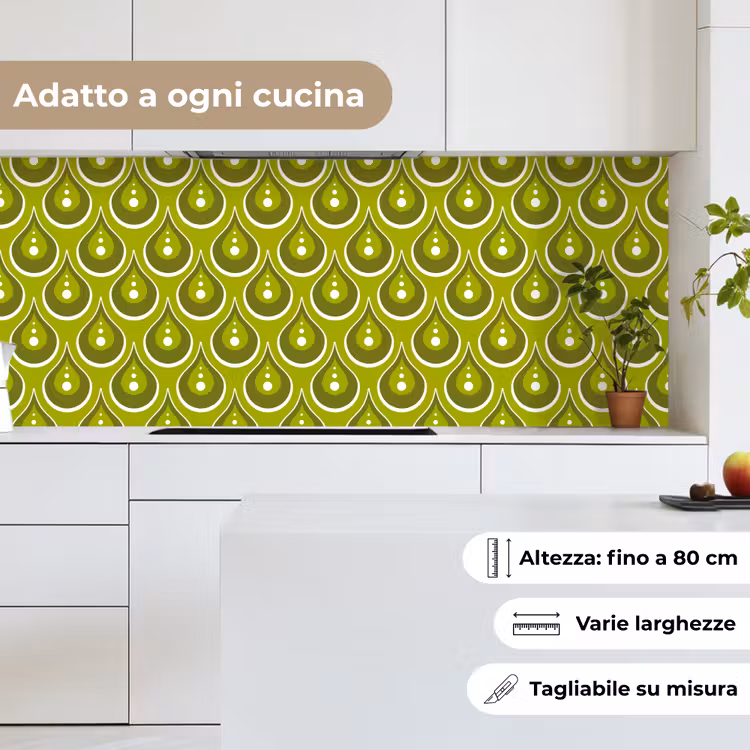 Schienale cucina - Modelli - Retrò - Pioggia - Goccia - Verde — 7