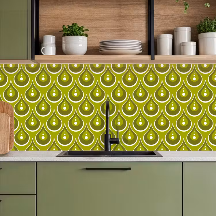 Schienale cucina - Modelli - Retrò - Pioggia - Goccia - Verde — 8
