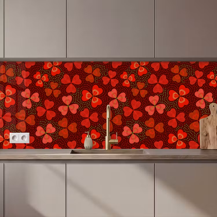Schienale cucina - Modello - Trifoglio - Rosso — 1