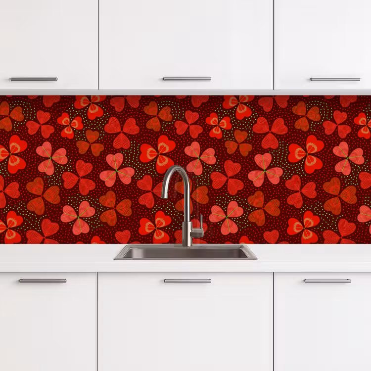Schienale cucina - Modello - Trifoglio - Rosso — 4
