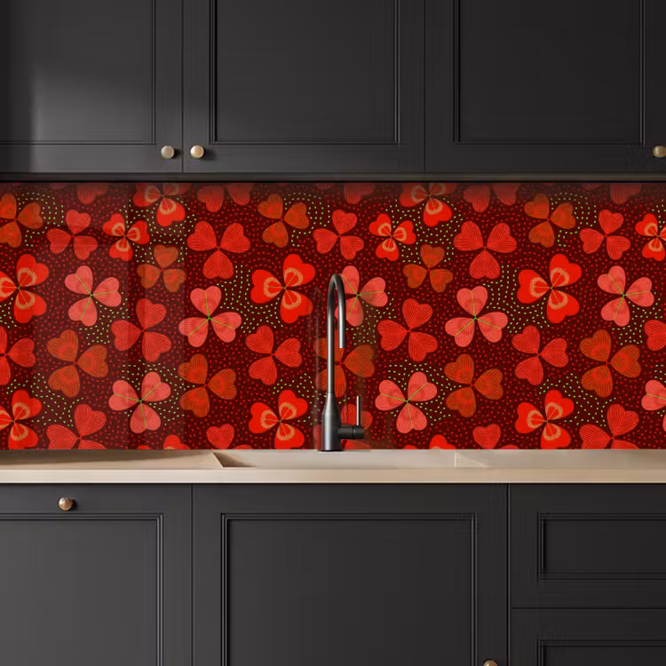 Schienale cucina - Modello - Trifoglio - Rosso — 6