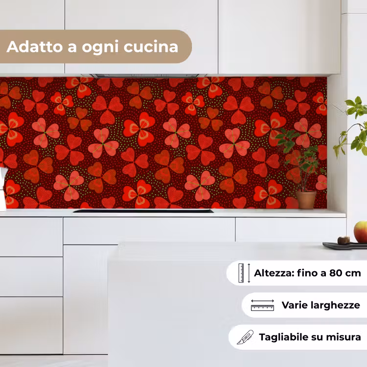 Schienale cucina - Modello - Trifoglio - Rosso — 7