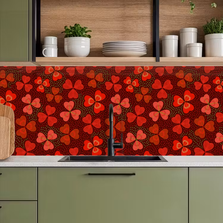 Schienale cucina - Modello - Trifoglio - Rosso — 8