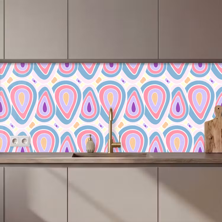 Schienale cucina - Motivo - Agata - Retro - Viola — 1