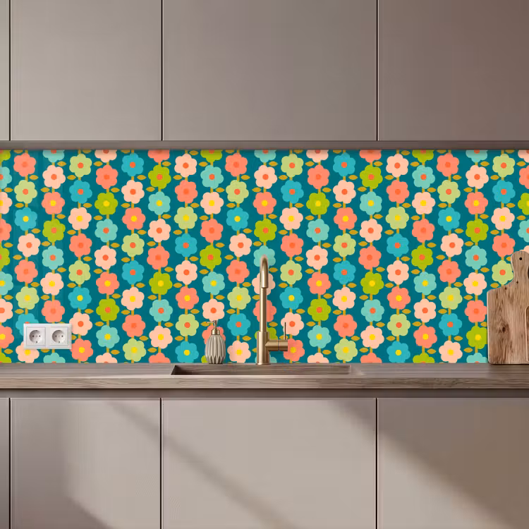 Schienale cucina - Motivo - Fiori - Retrò - Anni '70 — 1