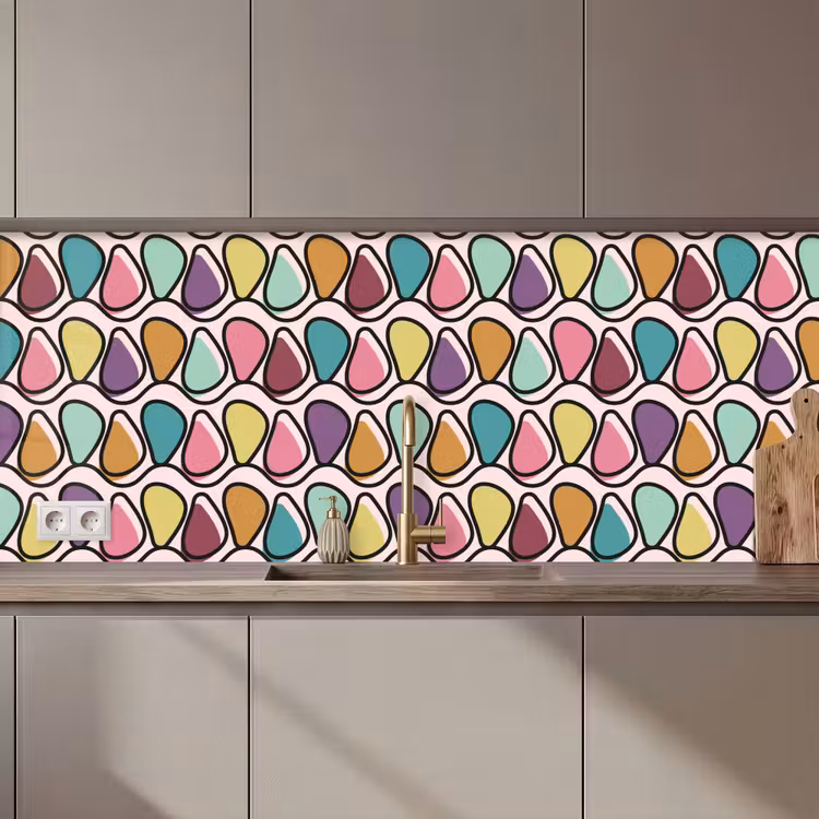 Schienale cucina - Motivo - Ovale - Pastello — 1